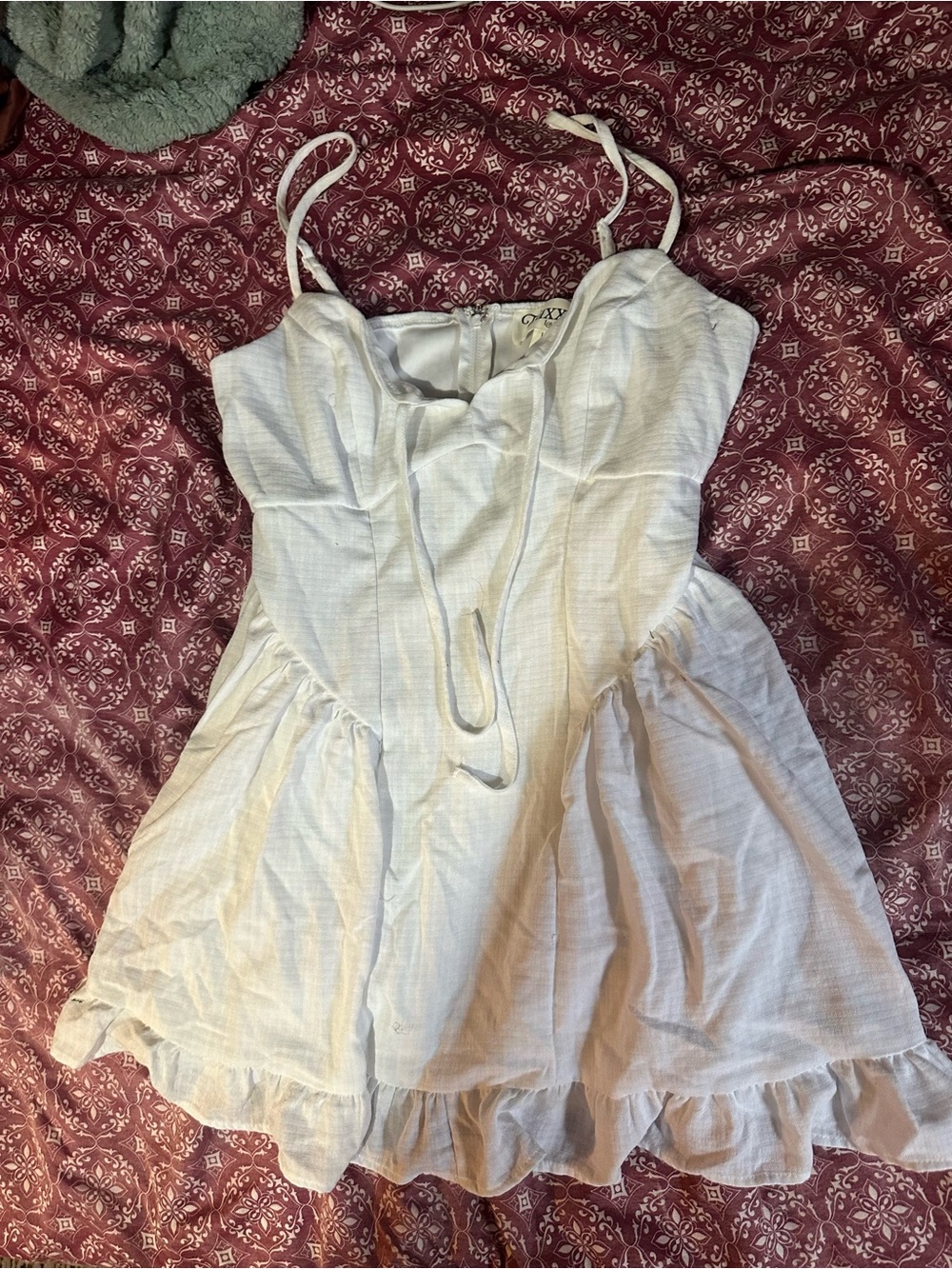 White Strappy Ruffle-Hem Sundress